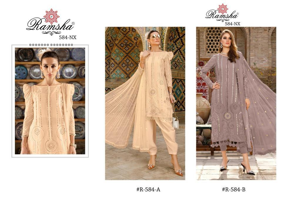 Ramsha R 584 A/B Cambric Embroidery Pakistani Suits Catalog